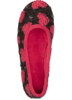 Sale LAURINA , stylische Damen-Ballerinas, mit Herzchen-Dessin ANTHRAZIT-ROT