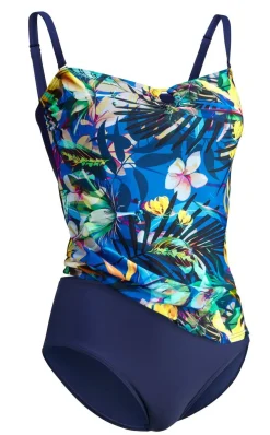 LAURINA Tankini in Bandeauform mit verstell- und abnehmbaren Trägern MARINE-BUNT