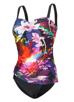 Outlet LAURINA Tankini mit verstell- und abnehmbaren Trägern und Softschalen SCHWARZ-BUNT