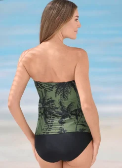 Hot LAURINA Tankini mit verstell- und abnehmbaren Trägern OLIV-SCHWARZ
