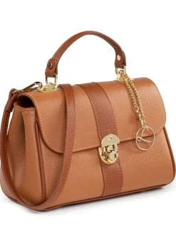 Hot LAURINA Tasche aus genarbtem Kalb-Nappaleder COGNAC