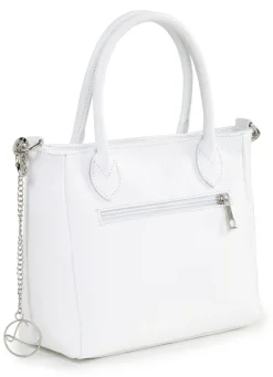 Online LAURINA Tasche aus genarbtem Kalb-Nappaleder mit Zierkette WEISS