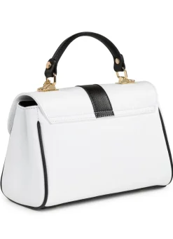 LAURINA Tasche aus genarbtem Kalb-Nappaleder WEISS-SCHWARZ