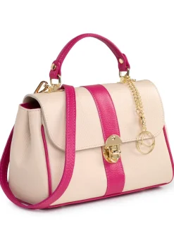 LAURINA Tasche aus genarbtem Kalb-Nappaleder BEIGE-PINK