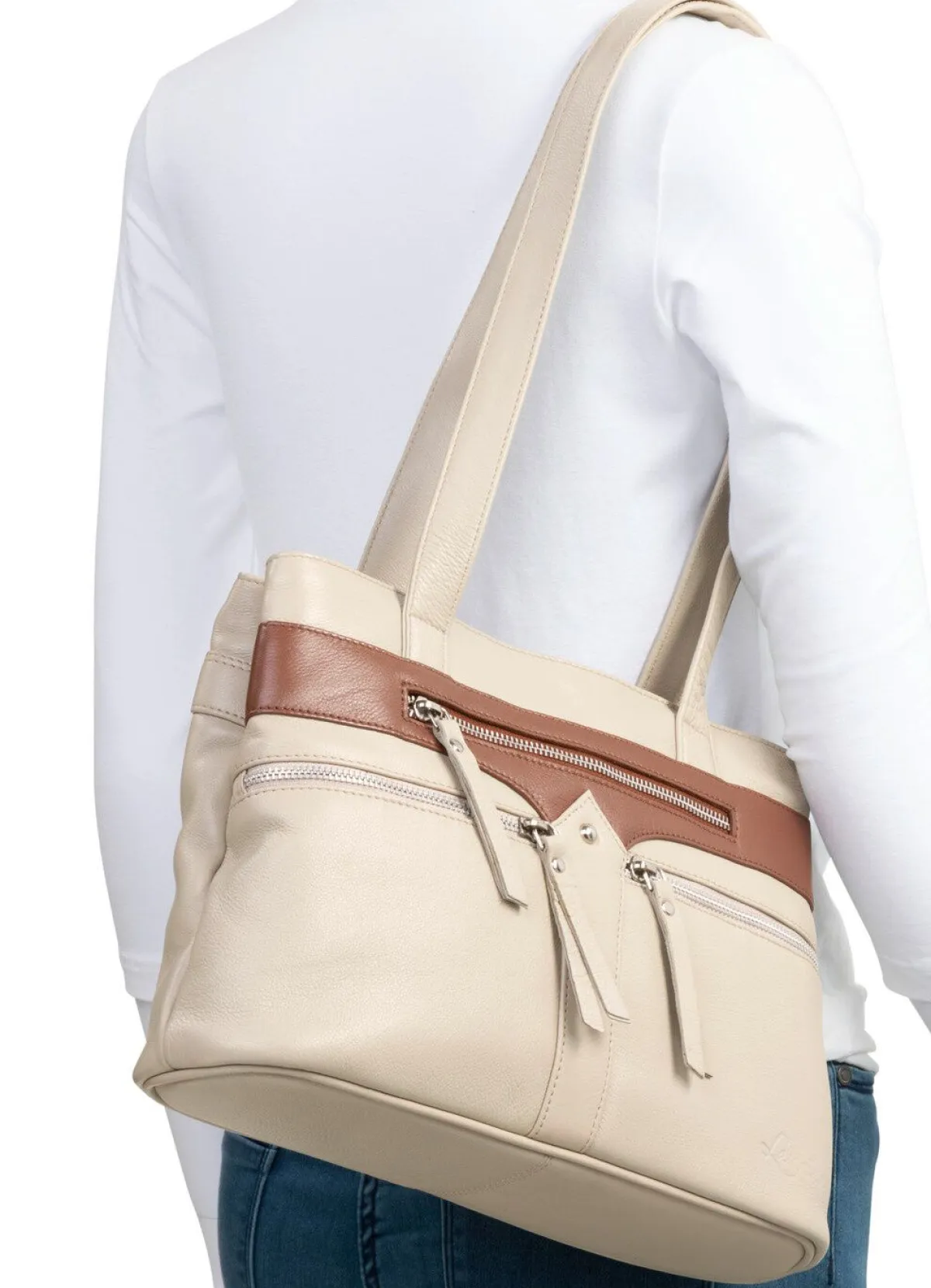 Online LAURINA , Tasche, Damen, aus Leder BEIGE-BRAUN