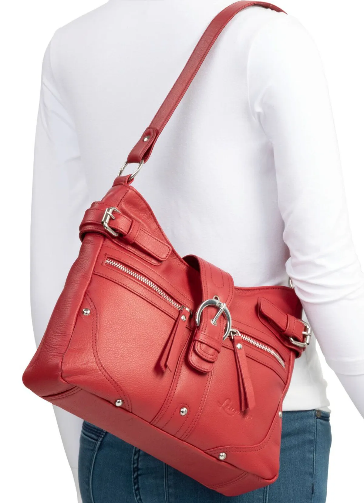 BADER Laurina, Tasche, Damen, aus Leder RUBINROT