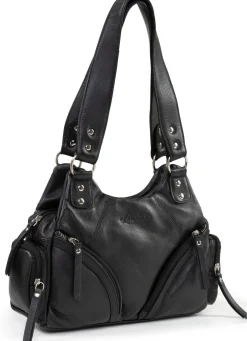 New LAURINA , Tasche, Damen, aus Leder SCHWARZ
