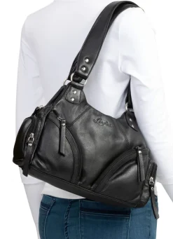 New LAURINA , Tasche, Damen, aus Leder SCHWARZ