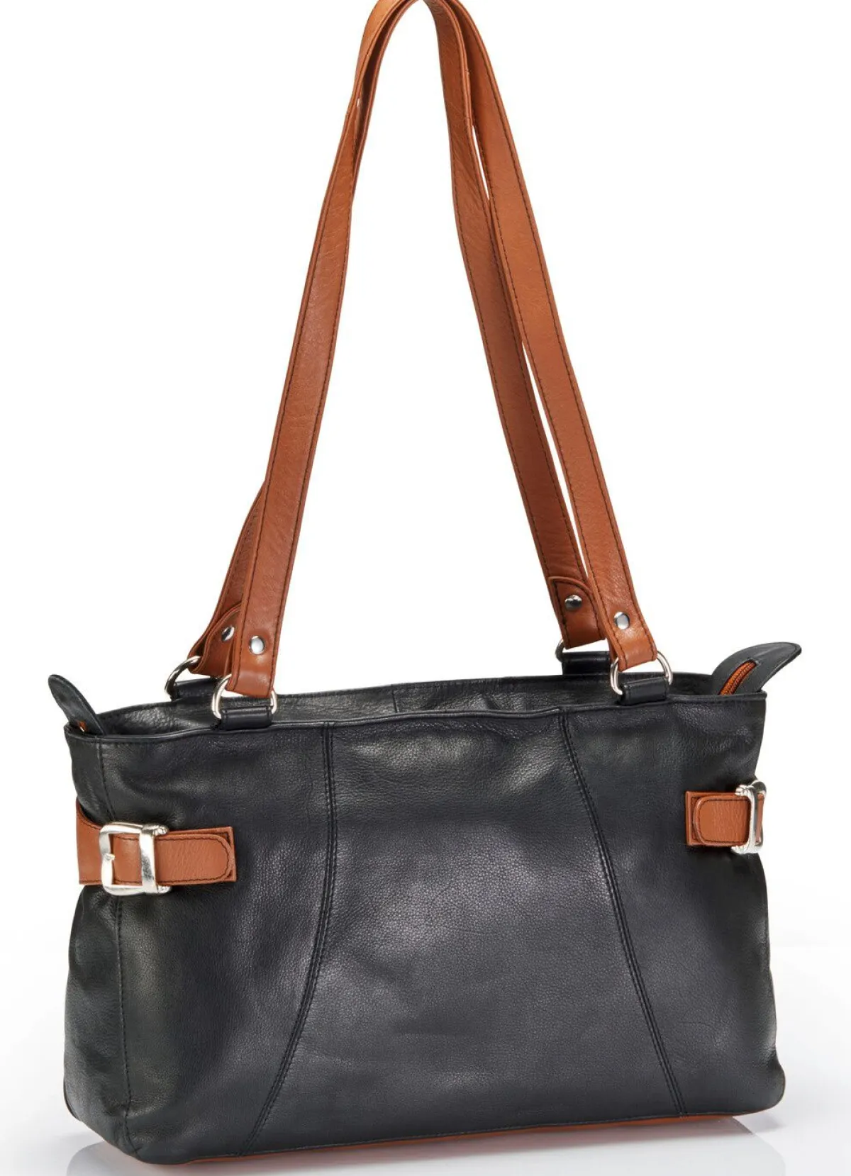 Sale LAURINA , Tasche, Damen, aus Leder SCHWARZ-COGNAC