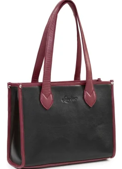 Outlet LAURINA , Tasche, Damen, aus Leder SCHWARZ-BORDEAUX