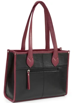 Outlet LAURINA , Tasche, Damen, aus Leder SCHWARZ-BORDEAUX