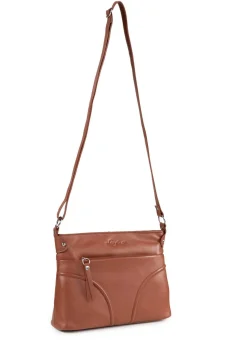 Discount LAURINA , Tasche, Damen, mit verstellbarem Umhängeriemen COGNAC