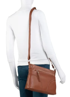 Discount LAURINA , Tasche, Damen, mit verstellbarem Umhängeriemen COGNAC