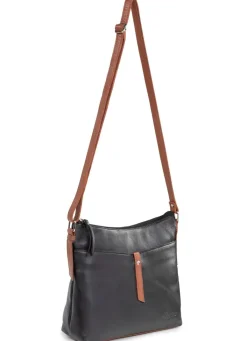 Best LAURINA , Tasche, Damen, mit verstellbarem Umhängeriemen SCHWARZ-COGNAC
