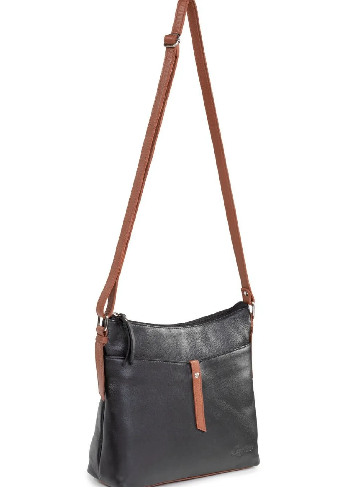 Best LAURINA , Tasche, Damen, mit verstellbarem Umhängeriemen SCHWARZ-COGNAC