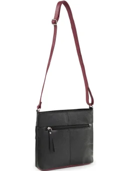LAURINA , Tasche, Damen, mit verstellbarem Umhängeriemen SCHWARZ-BORDEAUX