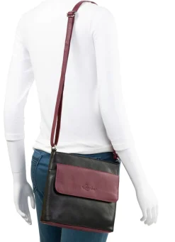 LAURINA , Tasche, Damen, mit verstellbarem Umhängeriemen SCHWARZ-BORDEAUX