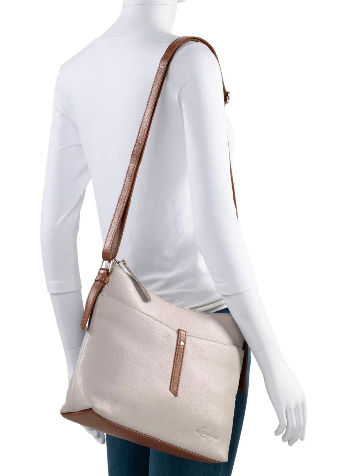 LAURINA , Tasche, Damen, mit verstellbarem Umhängeriemen KIESEL-COGNAC