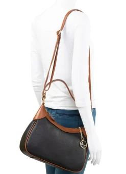 Sale LAURINA , Tasche, Damen, mit abnehmbarem, verstellbarem Umhängeriemen SCHWARZ-COGNAC