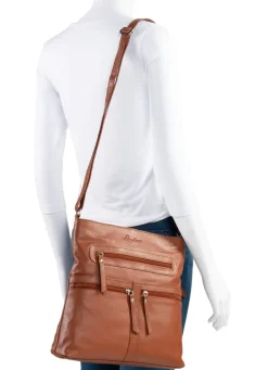 LAURINA , Tasche, Damen, mit verstellbarem Umhängeriemen COGNAC