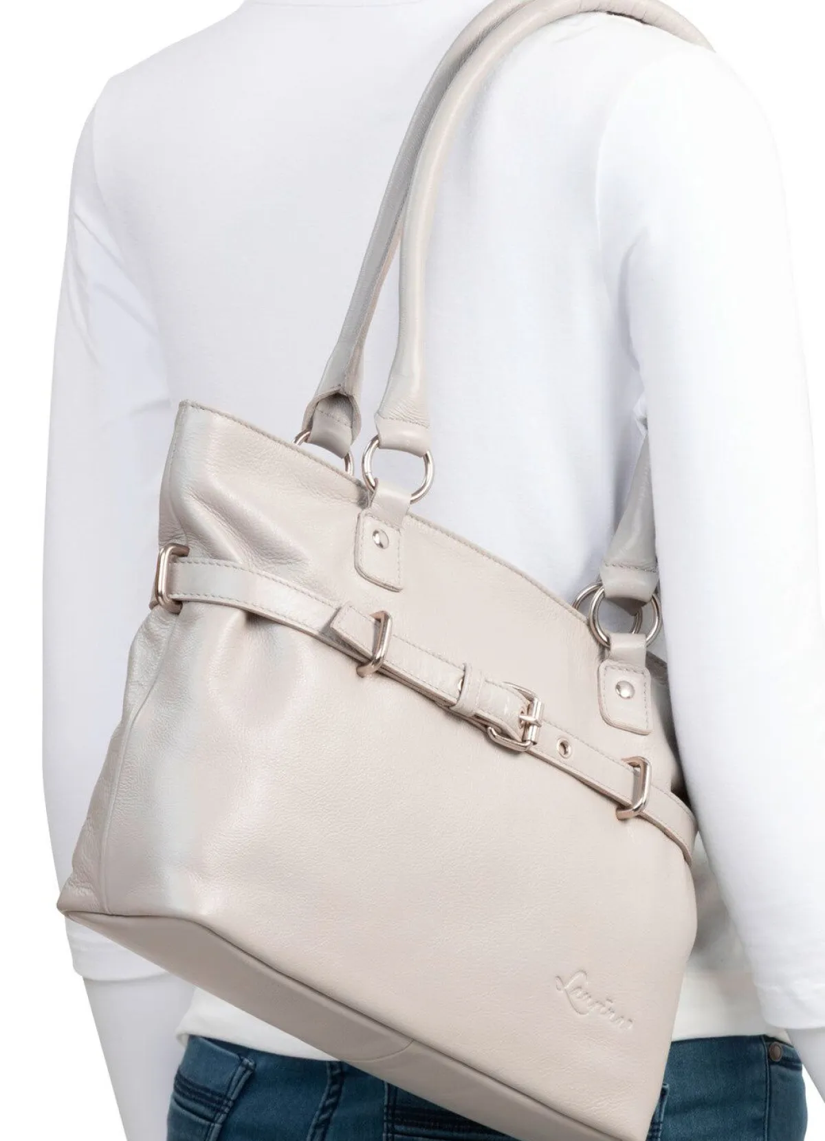 Clearance LAURINA , Tasche, Damen, mit abnehmbarem, verstellbarem Ziergurt KIESEL