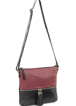 Discount LAURINA , Tasche, Damen, mit verstellbarem Umhängeriemen SCHWARZ-BORDEAUX
