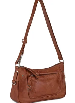 Clearance LAURINA , Tasche, Damen, mit verstellbarem Umhängeriemen COGNAC