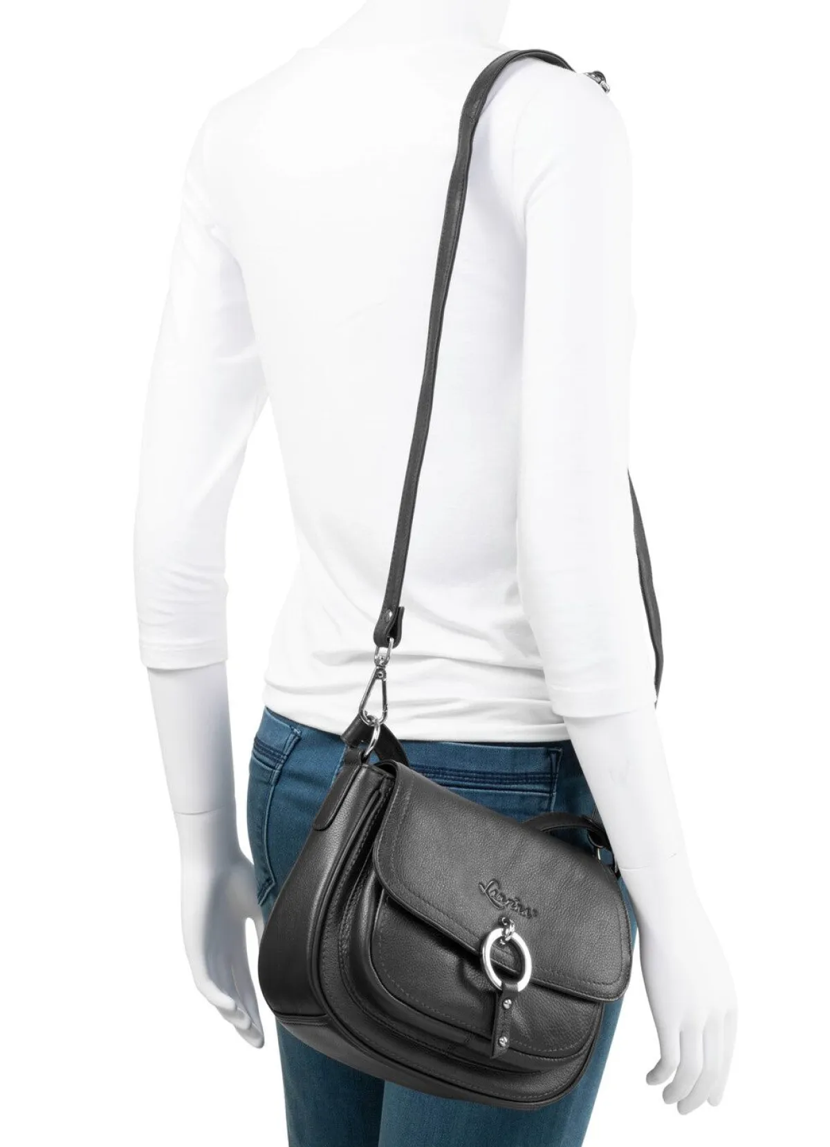 New LAURINA , Tasche, Damen, verstellbarer Umhängeriemen SCHWARZ