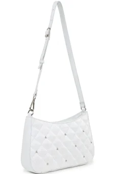 New LAURINA Tasche mit angesagter Steppung und Ziernieten WEISS