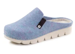 Sale LAURINA , trendige Damen-Hausschuhe, Weite G, aus Wollfilz HIMMELBLAU