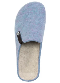 Sale LAURINA , trendige Damen-Hausschuhe, Weite G, aus Wollfilz HIMMELBLAU