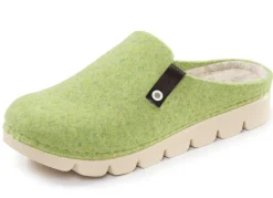 Clearance LAURINA , trendige Damen-Hausschuhe, Weite G, aus Wollfilz KIWIGRÜN