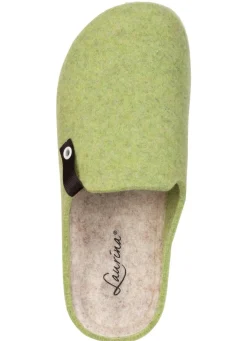 Clearance LAURINA , trendige Damen-Hausschuhe, Weite G, aus Wollfilz KIWIGRÜN