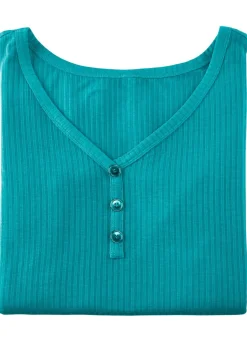 Hot BADER Laurina Trägershirt mit Zierknopfleiste PETROL