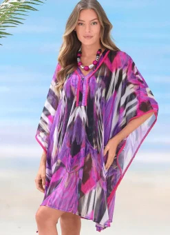 Discount LAURINA Tunika, leicht transparent LILA-BUNT