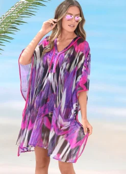 Discount LAURINA Tunika, leicht transparent LILA-BUNT