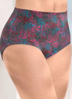 Online LAURINA Viererpack Slips mt buntem Druckdessin ANTHRAZIT-AZALEE-BUNT
