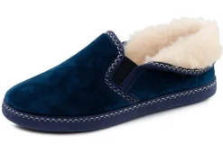 New LAURINA , warme Damen-Hausschuhe, mit Gummizug MARINE