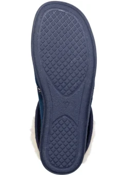 New LAURINA , warme Damen-Hausschuhe, mit Gummizug MARINE