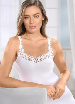 Discount LAURINA Zweierpack Hemden mit hübscher Stickereispitze WEISS