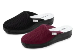 Discount BADER Laurina, Zweierpack, klassische Damen-Hausschuhe, Weite G, aus Mesh-Material 1X BORDEAUX, 1X SCHWARZ