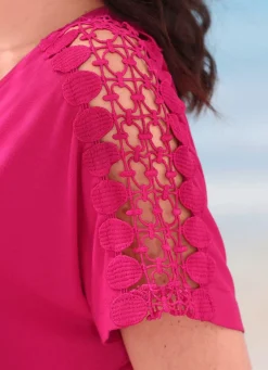 Sale LAURINA Zweierpack Kleider mit Stickereispitze 1X MAGENTA, 1X SCHWARZ