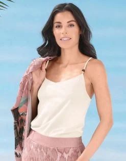 BADER Laurina Zweierpack Tops mit Spaghettiträgern 1x schwarz, 1x ecru