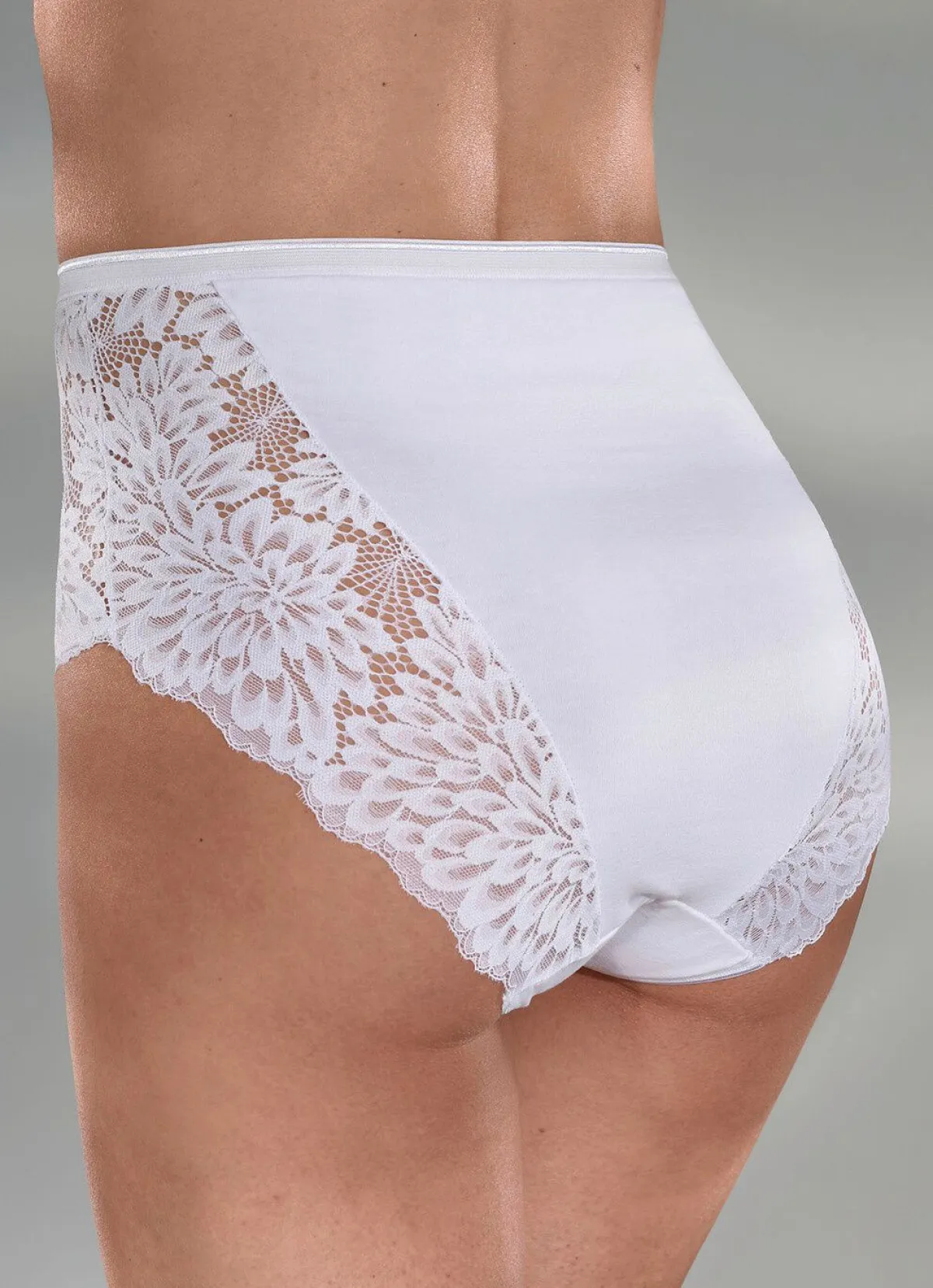 Outlet LAURINA Dreierpack Slips mit hübscher Elastikspitze 2X WEISS, 1X SCHWARZ