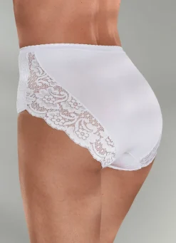 LAURINA Dreierpack Slips mit Elastikspitze 2X WEISS, 1X SCHWARZ