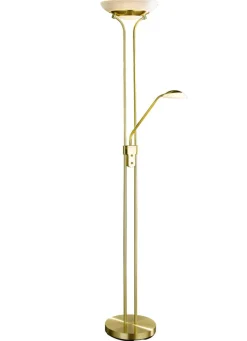 New BADER LED-Deckenfluter mit Lesearm und Dimmer MESSING