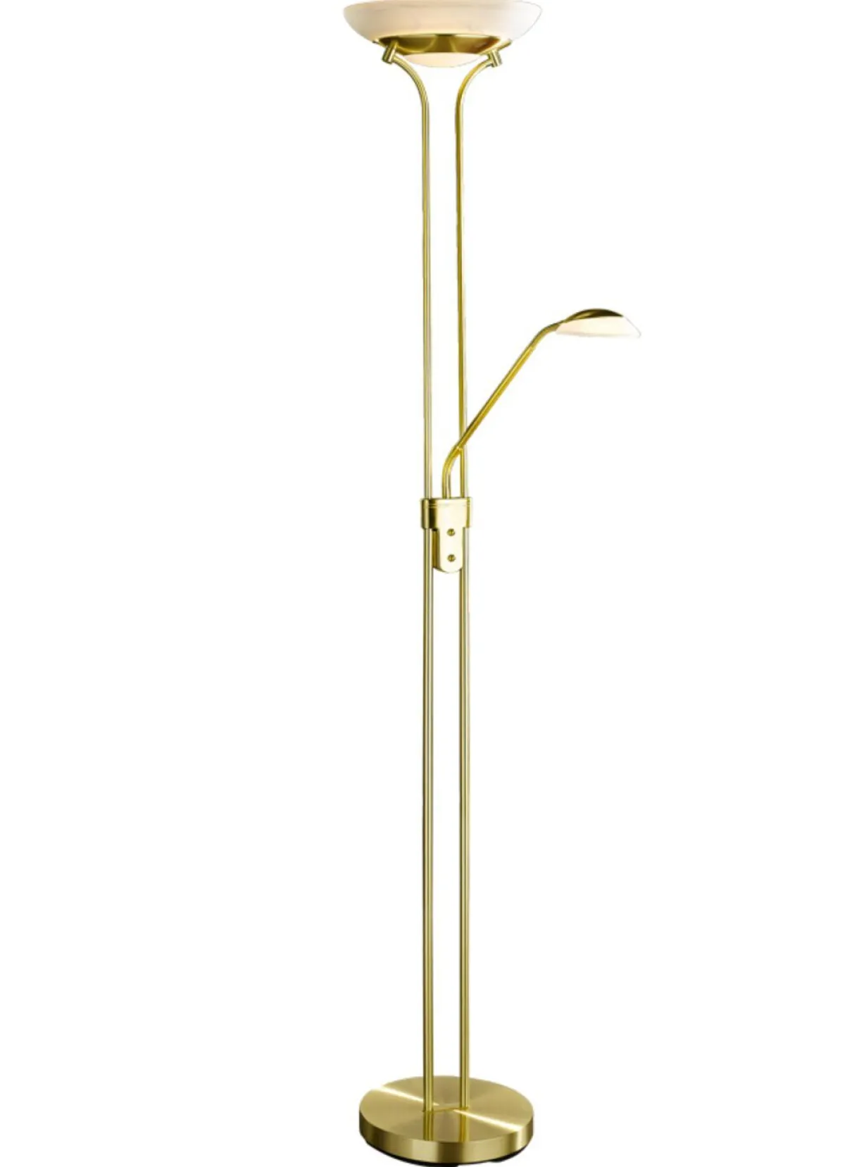 New BADER LED-Deckenfluter mit Lesearm und Dimmer MESSING