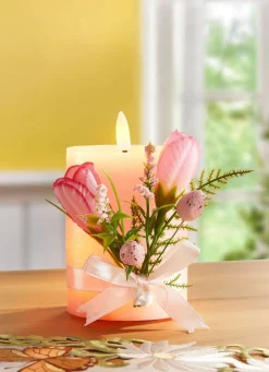 New BADER LED-Echtwachskerze ROSA-GRÜN