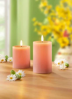 New BADER LED-Echtwachskerze, 2er-Set ROSA
