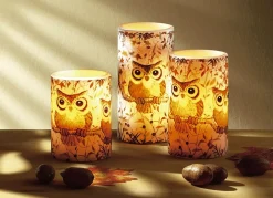 Sale BADER LED-Echtwachskerzen mit Eulenmotiv, 3er-Set